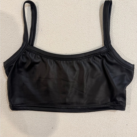 Black Faux Leather Crop Top - Picture 2 of 4